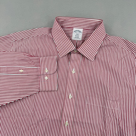 Brooks Brothers Other - Brooks Brothers Regent Men's Long Sleeve Dress Shirt 17.5 32/33 Red Striped